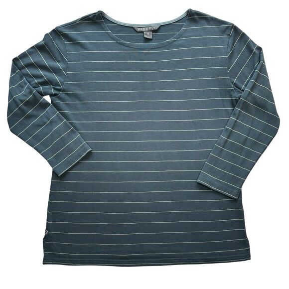 Free Fly Womens Bamboo Shoreline 3/4 Sleeve Top UPF 50 Blue Steel Sz Small - Picture 10 of 10